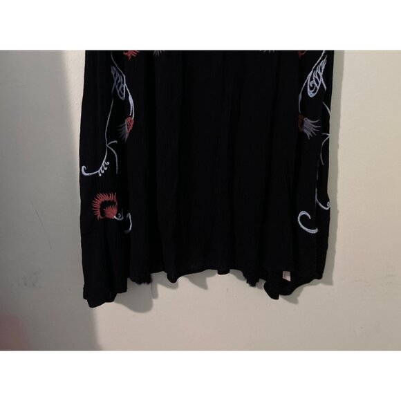 Intimately Free People Black Embroidered Boho Tassel Tunic Dress Sleeveless Keyh - Picture 10 of 16